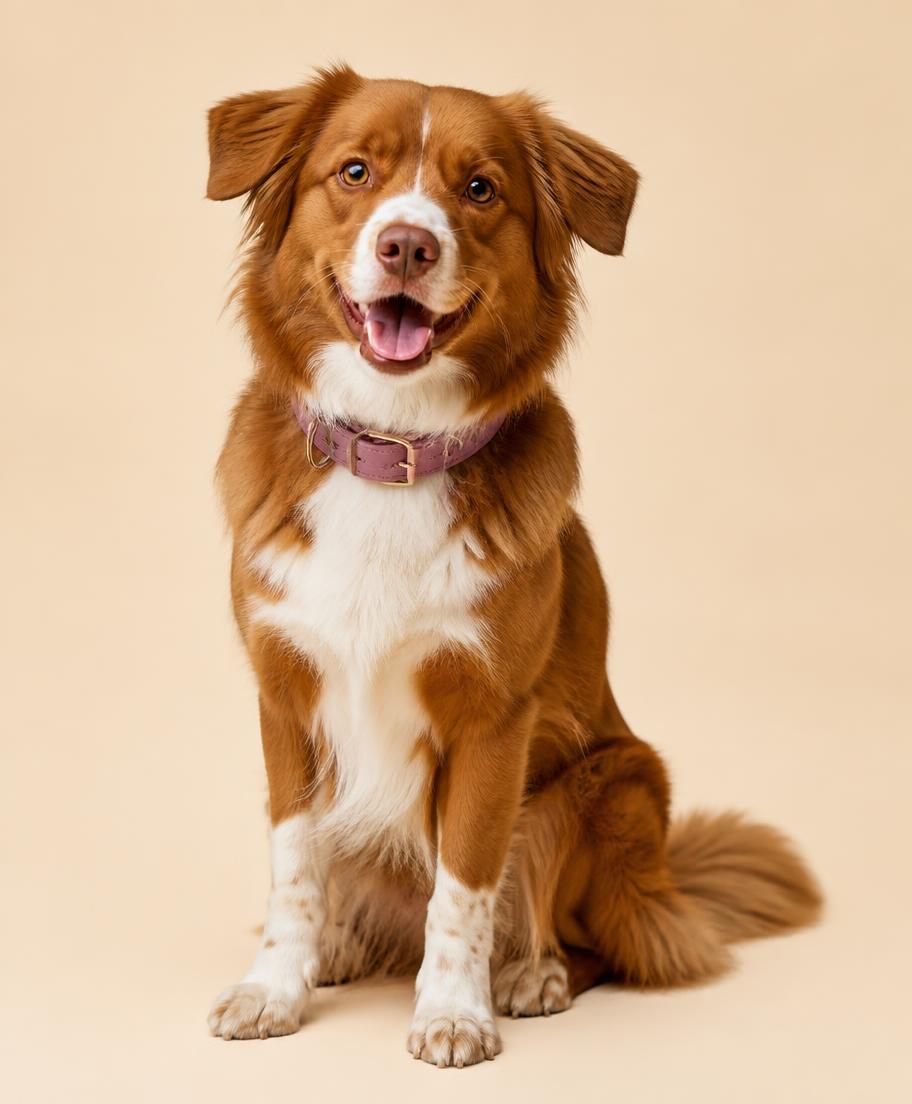 Dog wearing a collar sitting outdoors